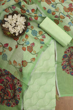 Vibrant Green Digital Printed Linen Three Piece Suit Set - Luxurion World