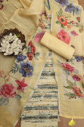 Sunshine Yellow Digital Printed Linen Three Piece Suit Set - Luxurion World