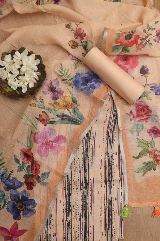 Pastel Digital Printed Linen Three Piece Suit Set - Luxurion World