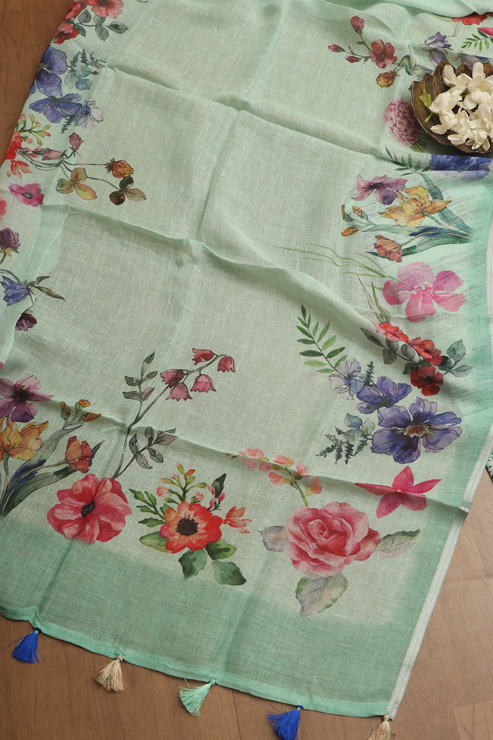 Stunning Blue Digital Printed Linen Three Piece Suit Set - Luxurion World