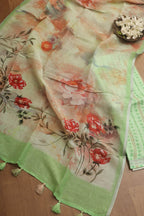 Vibrant Green Digital Printed Linen Three Piece Suit Set - Luxurion World
