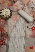 Vibrant Grey Digital Printed Linen Three Piece Suit Set - Luxurion World