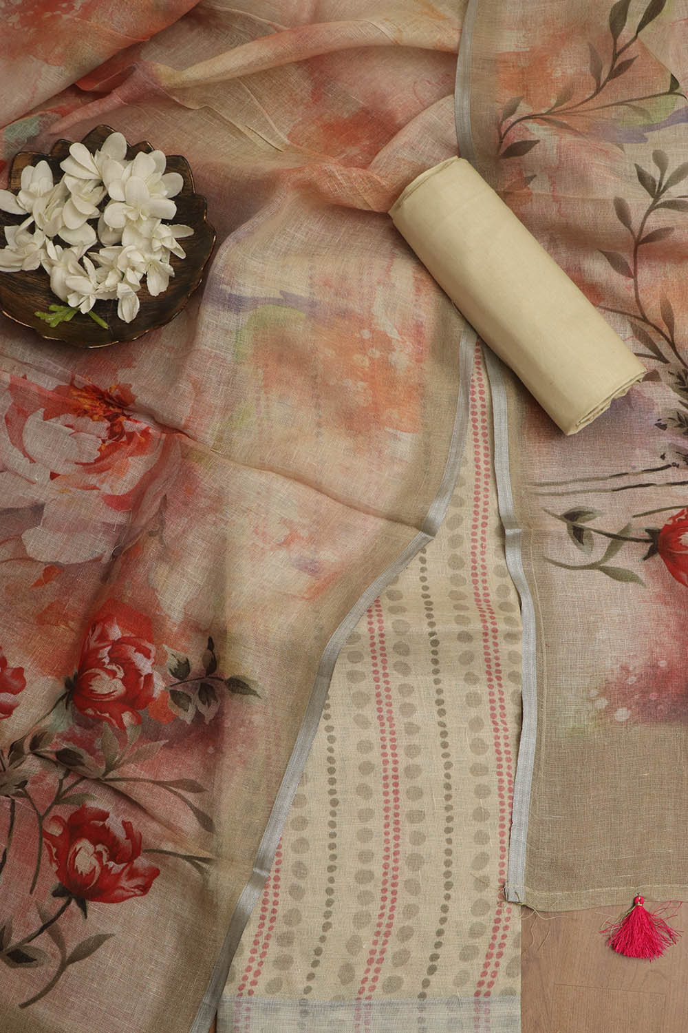 Pastel Digital Printed Linen Three Piece Suit Set - Luxurion World