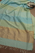 Green Maheshwari Cotton 4 Ply Three Piece Unstitched Suit Set - Luxurion World
