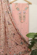 Pink Parsi Embroidered Georgette Two Piece Unstitched Suit Set - Luxurion World