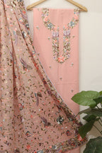 Pink Parsi Embroidered Georgette Two Piece Unstitched Suit Set - Luxurion World