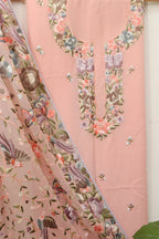 Pink Parsi Embroidered Georgette Two Piece Unstitched Suit Set - Luxurion World