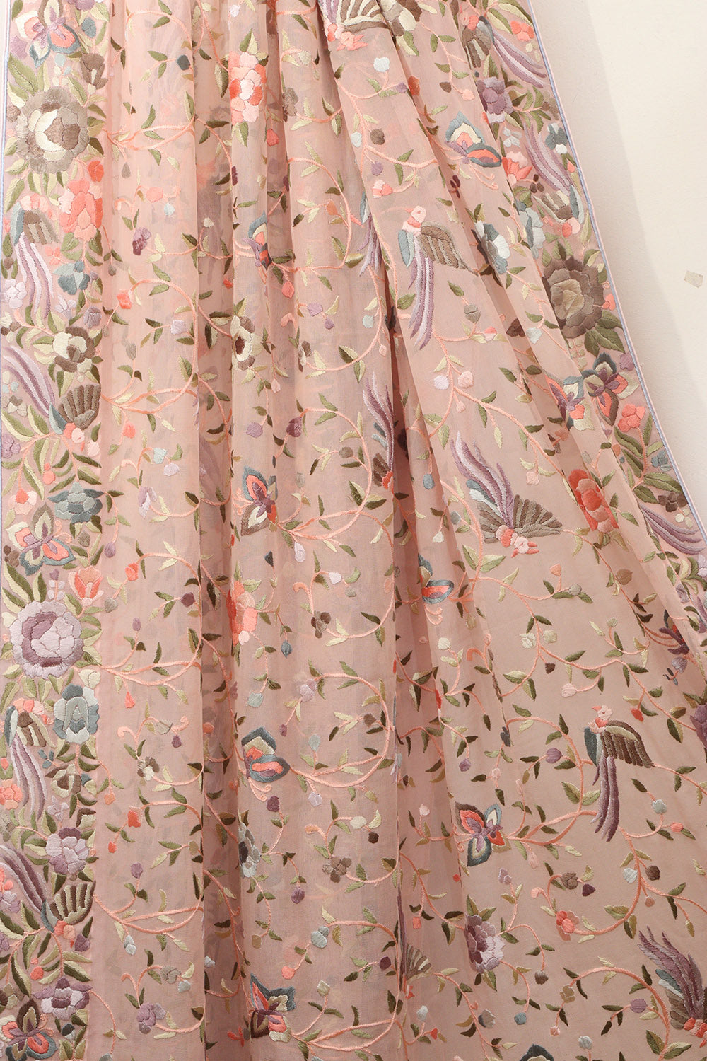 Pink Parsi Embroidered Georgette Two Piece Unstitched Suit Set - Luxurion World