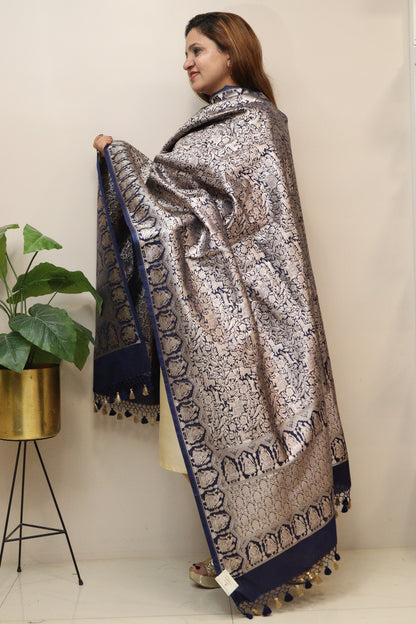 Elegant Blue Banarasi Silk Dupatta - Luxurion World