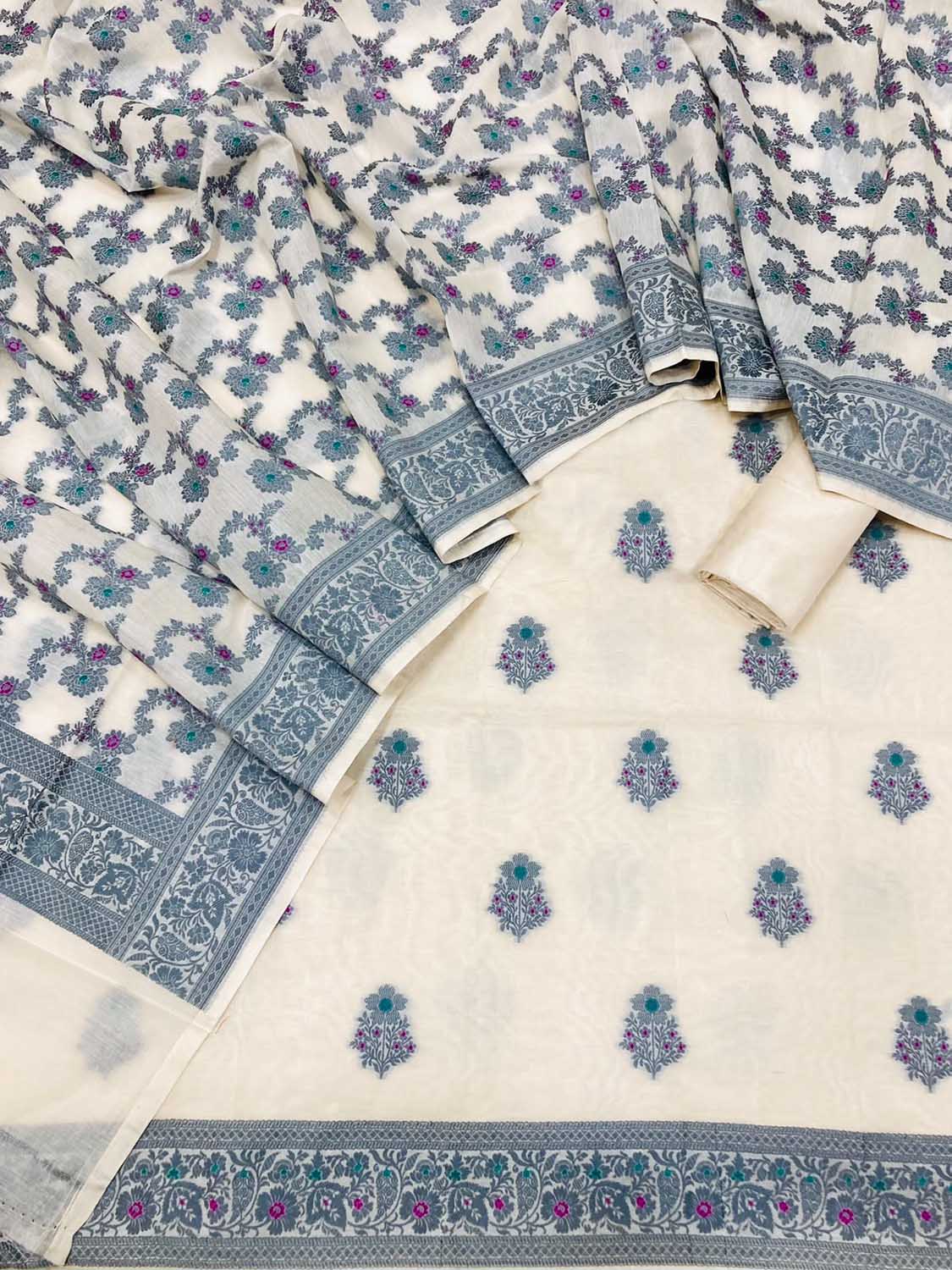 Banarasi Dyeable Cotton Meenakari Suit Set