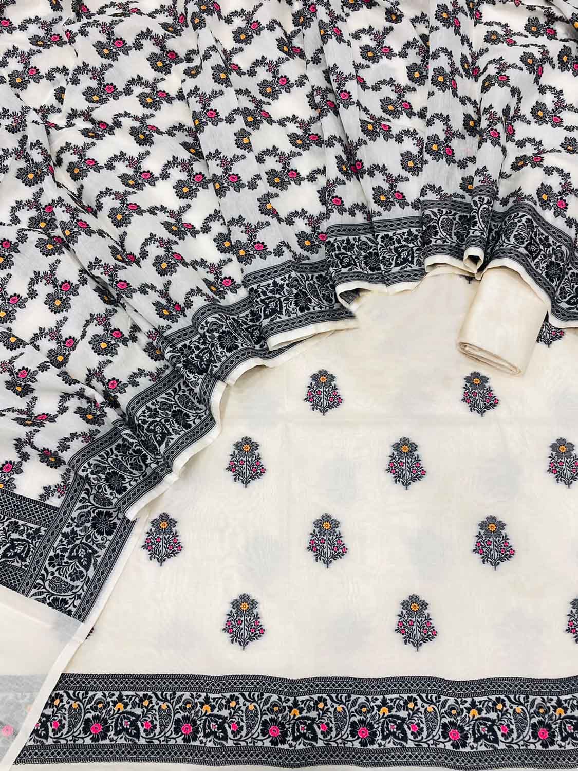 Banarasi Dyeable Cotton Meenakari Suit Set