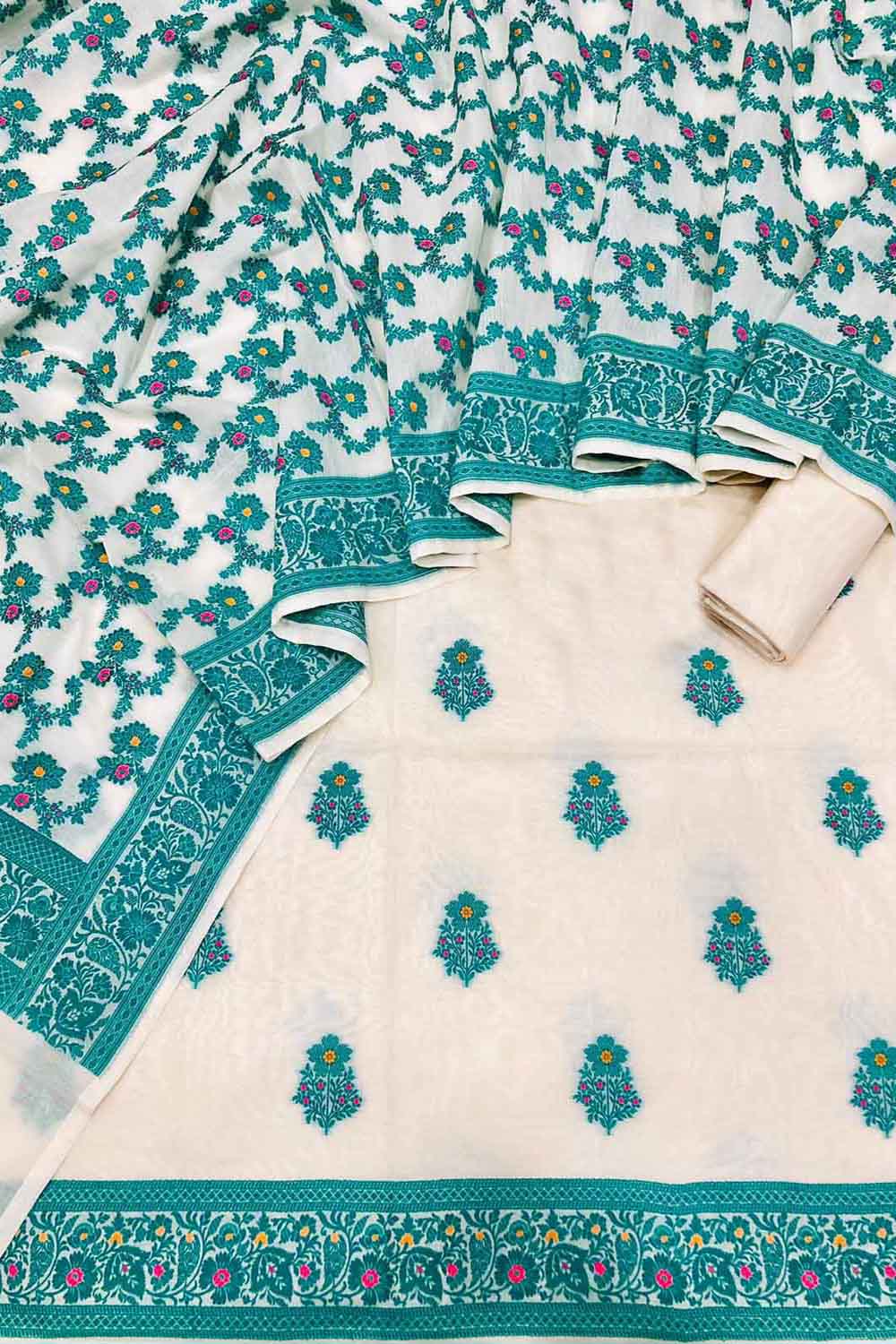 Banarasi Dyeable Cotton Meenakari Suit Set