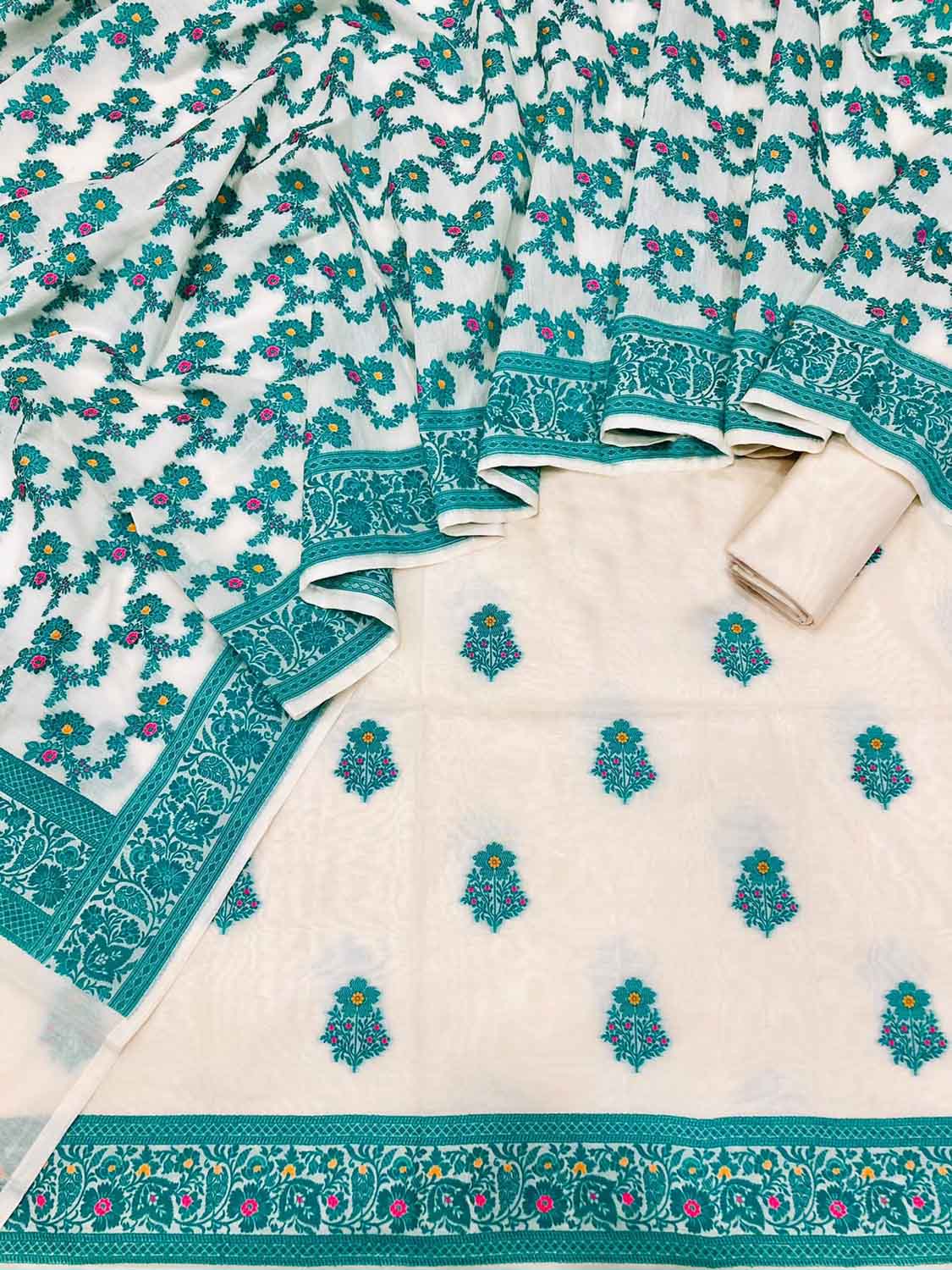 Banarasi Dyeable Cotton Meenakari Suit Set