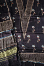 Black Ajrakh Block Printed Modal Silk Unstitched Suit Set