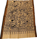 Black And White Hand Painted Kalamkari Pure Bangalore Silk Dupatta