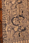 Black And White Hand Painted Kalamkari Pure Bangalore Silk Dupatta