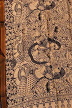 Black And White Hand Painted Kalamkari Pure Bangalore Silk Dupatta