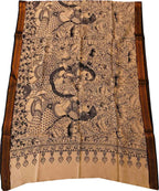 Black And White Hand Painted Kalamkari Pure Bangalore Silk Dupatta