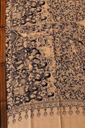 Black And White Hand Painted Kalamkari Pure Bangalore Silk Dupatta