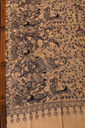 Black And White Hand Painted Kalamkari Pure Bangalore Silk Dupatta