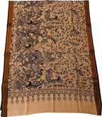 Black And White Hand Painted Kalamkari Pure Bangalore Silk Dupatta