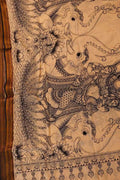 Black And White Hand Painted Kalamkari Pure Bangalore Silk Dupatta