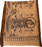 Black And White Hand Painted Kalamkari Pure Bangalore Silk Dupatta
