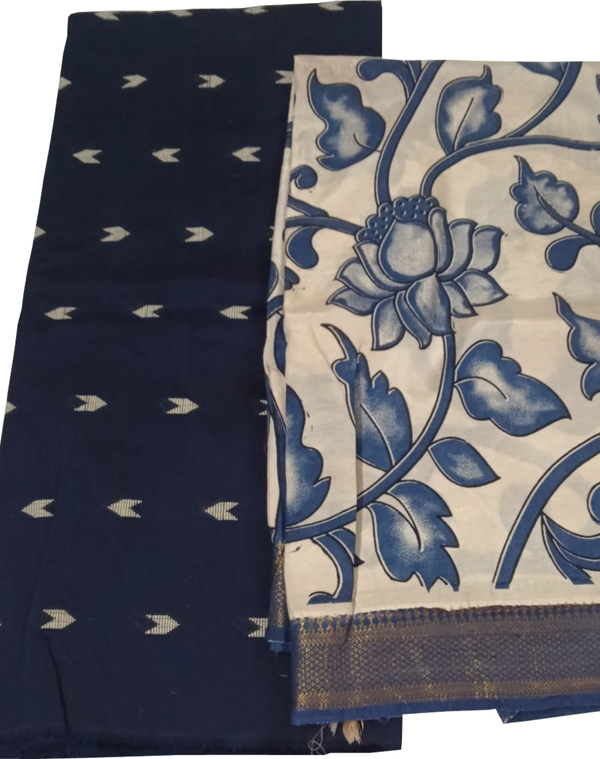 Black And White Kalamkari Hand Painted Raw Silk Suit With Chennur Silk Dupatta