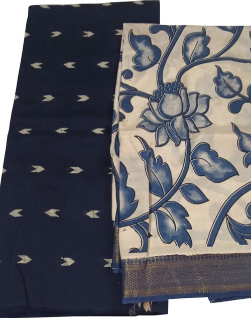 Black And White Kalamkari Hand Painted Raw Silk Suit With Chennur Silk Dupatta