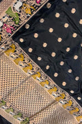 Black Banarasi Handloom Katan Silk Saree Handloom Weave Festive