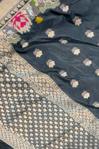 Black Banarasi Handloom Katan Silk Saree Handloom Weave Heritage