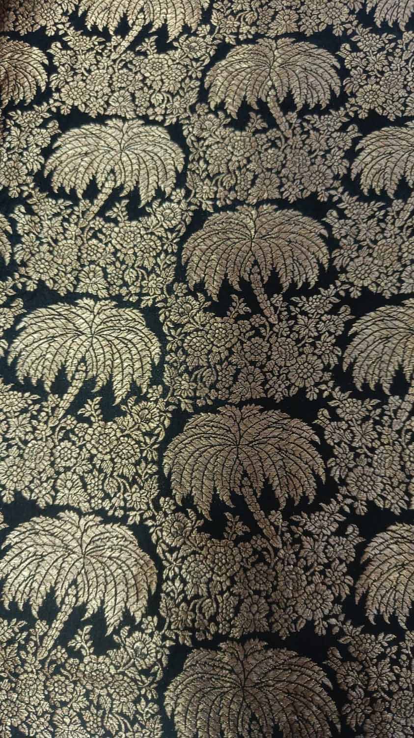 Black Banarasi Handloom Katan Silk Fabric