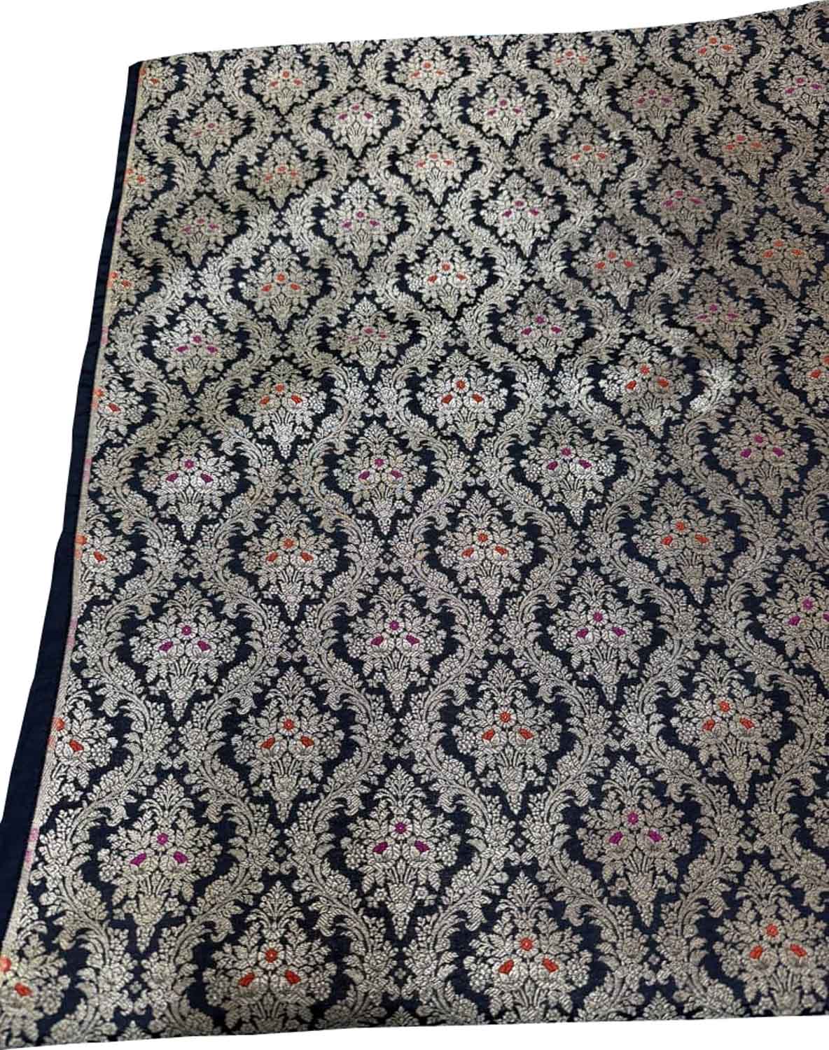 Black Banarasi Handloom Katan Silk Fabric