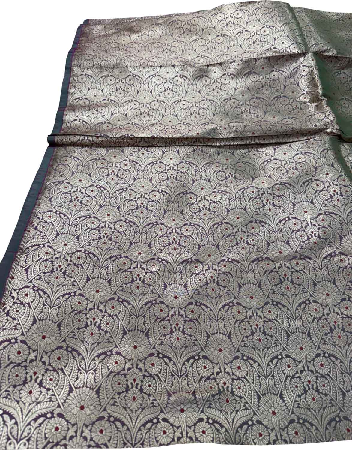 Black Banarasi Handloom Katan Silk Fabric