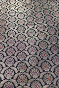 Black Banarasi Handloom Katan Silk Fabric
