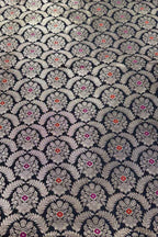 Black Banarasi Handloom Katan Silk Fabric