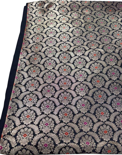 Black Banarasi Handloom Katan Silk Fabric
