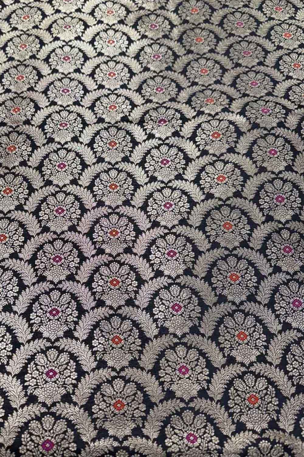 Black Banarasi Katan Silk Fabric