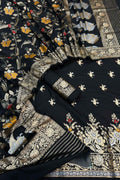 Black Banarasi Meenakari Katan Silk Suit — Zari Meena Jaal, Festive