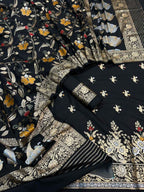Black Banarasi Meenakari Katan Silk Suit — Zari Meena Jaal, Festive