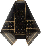 Black Chanderi Handloom Cotton Silk Two Piece Unstitched Suit Set