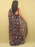Black Digital Printed Georgette Patola Design Saree - Luxurion World