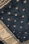 Black Handloom Banarasi Katan Silk Meenakari Figure Work Saree