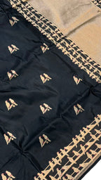 Black Handloom Banarasi Katan Silk Meenakari Figure Work Saree