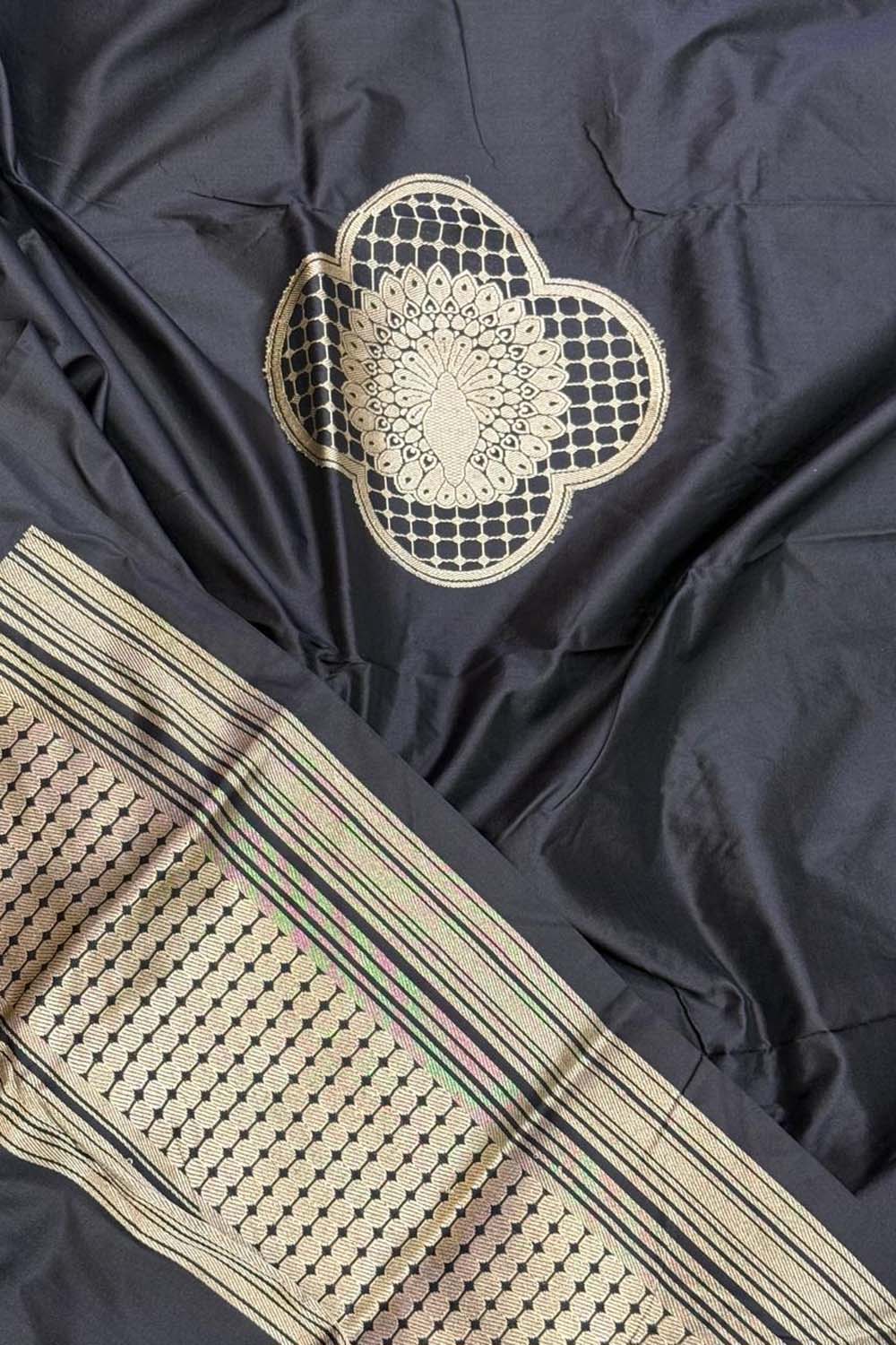 Black Banarasi Handloom Pure Katan Silk Cordset — Formal