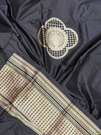 Black Banarasi Handloom Pure Katan Silk Cordset — Formal