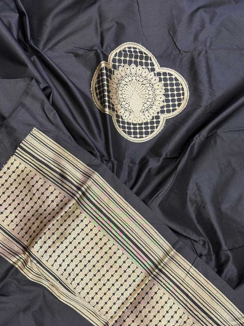 Black Banarasi Handloom Pure Katan Silk Cordset — Formal