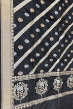 Black Banarasi Katan Silk Dupatta Handloom Woven Festive