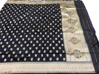 Black Banarasi Pure Katan Silk Dupatta Handloom Varanasi