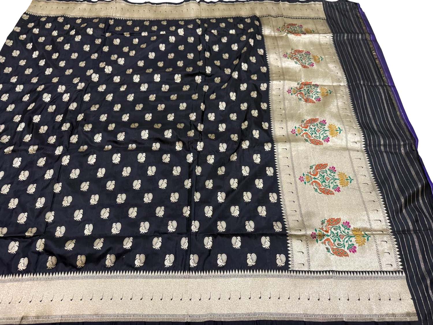 Black Banarasi Pure Katan Silk Dupatta Handloom Varanasi